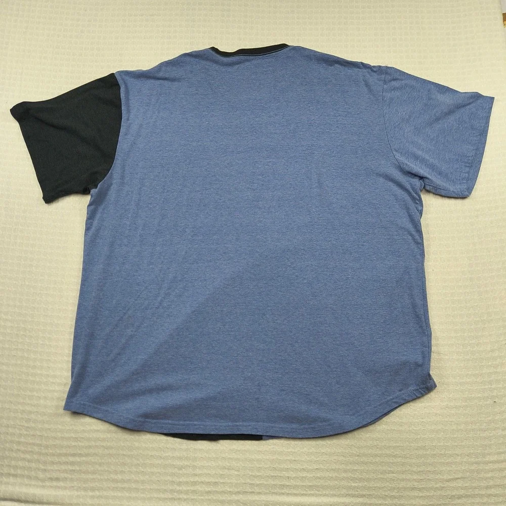 Zoo York Mens 3XL T-Shirt Blue Black Colorblock Embroidered Logo Short‎ Sleeve